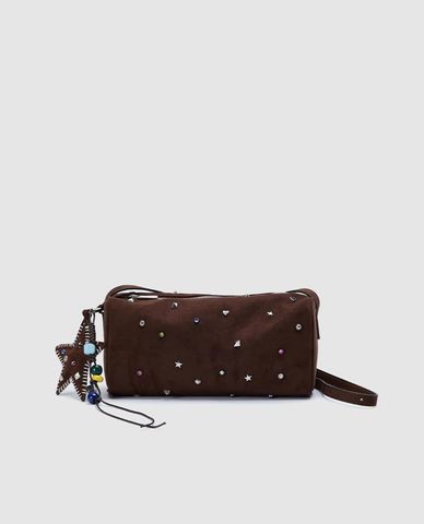  URBAN REVIVO - Túi đeo vai nữ phom chữ nhật đính đá 