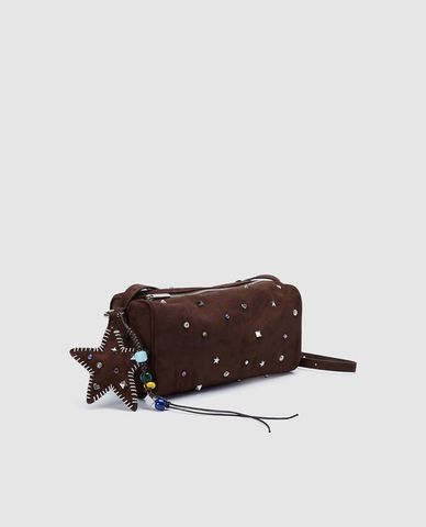  URBAN REVIVO - Túi đeo vai nữ phom chữ nhật đính đá 