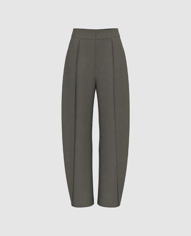  URBAN REVIVO - Quần nữ lưng cao nhấn ly thanh lịch 