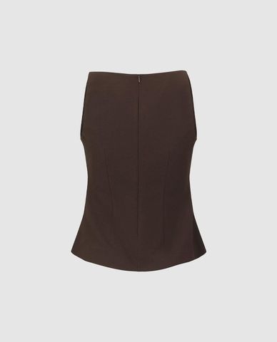  URBAN REVIVO - Áo sát nách nữ cổ thuyền xếp nếp 