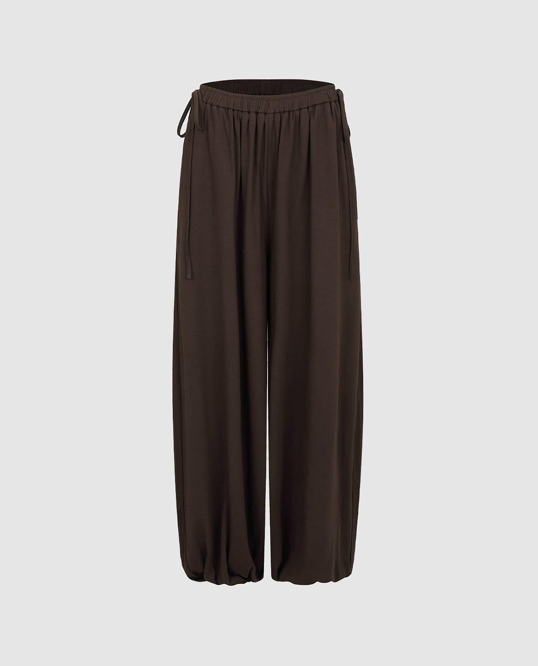 URBAN REVIVO - Quần nữ ống rộng lưng thun phối dây rút