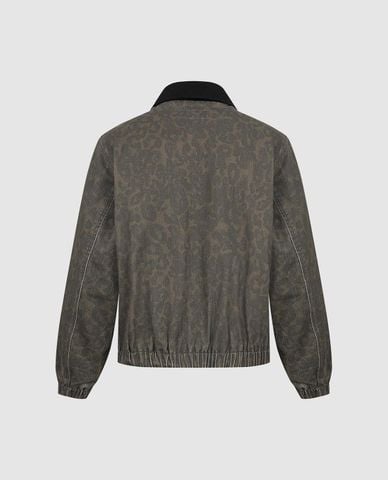  URBAN REVIVO - Áo khoác bomber nam họa tiết da báo 