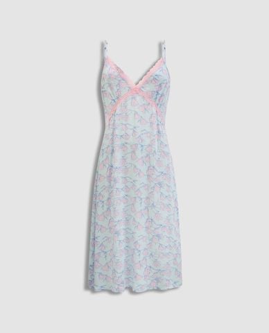  VERA - Đầm hai dây midi mặc nhà rayon in 