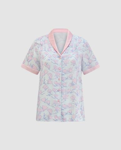  VERA - Bộ pijama dài nữ tay ngắn rayon in hoa 