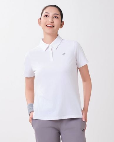  SKECHERS - Áo polo nữ cổ bẻ tay ngắn in logo 