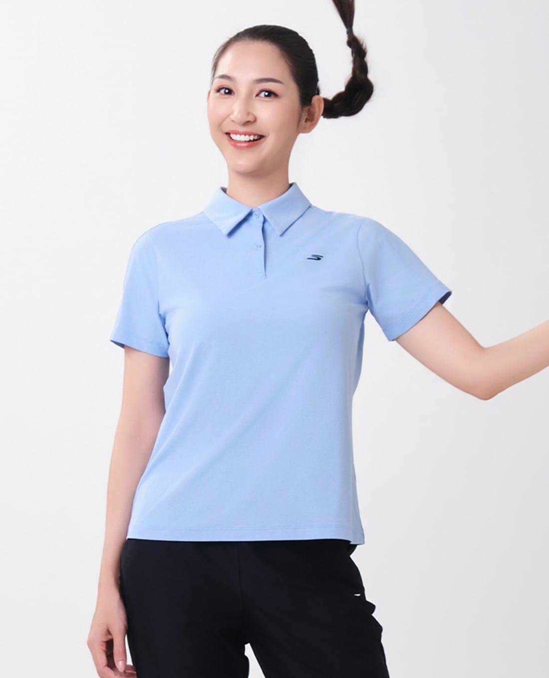 SKECHERS - Áo polo nữ cổ bẻ tay ngắn in logo