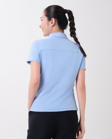  SKECHERS - Áo polo nữ cổ bẻ tay ngắn in logo 