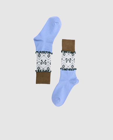  URBAN REVIVO - Vớ nữ cổ cao họa tiết nơ caro 