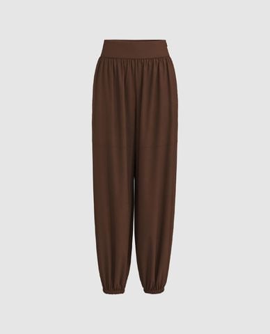  URBAN REVIVO - Quần jogger nữ lưng thun bản lớn hiện đại 