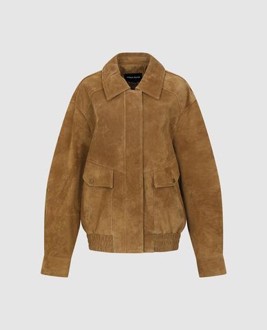  URBAN REVIVO - Áo khoác bomber nữ cổ bẻ phối túi hộp 