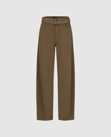  URBAN REVIVO - Quần jeans nữ ống đứng kèm thắt lưng 