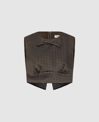  URBAN REVIVO - Áo sát nách nữ phom croptop phối nơ 