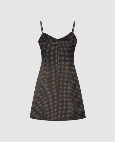  URBAN REVIVO - Đầm hai dây mini cổ V phối nơ 