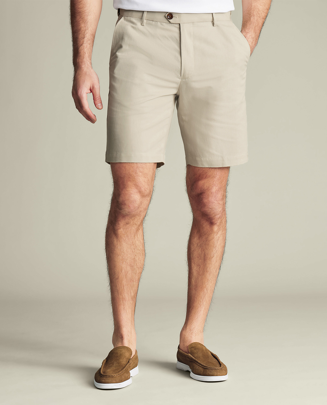 CHARLES TYRWHITT - Quần shorts nam ngang gối Cotton Linen