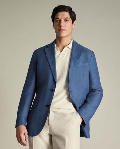  CHARLES TYRWHITT - Áo khoác blazer nam tay dài một hàng khuy 