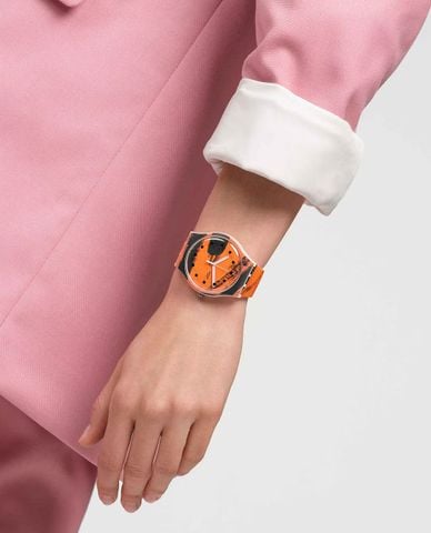  SWATCH - Đồng hồ unisex Barns Graham's Orange And Red On Pink 41mm 