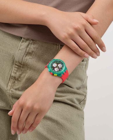  SWATCH - Đồng hồ unisex Neon Emerald Chrono 42mm 