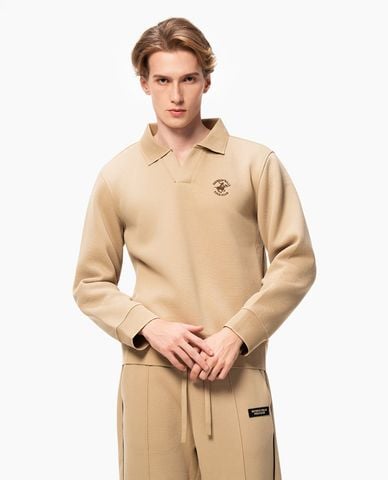  BEVERLY HILLS POLO CLUB - Áo sweatshirt nam cổ bẻ tay dài cổ điển 