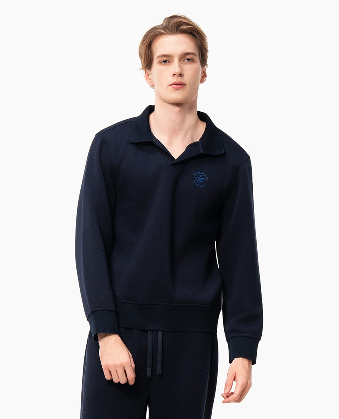 BEVERLY HILLS POLO CLUB - Áo sweatshirt nam cổ bẻ tay dài cổ điển