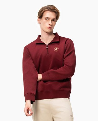  BEVERLY HILLS POLO CLUB - Áo sweatshirt nam cổ bẻ tay dài phối khoá zip 