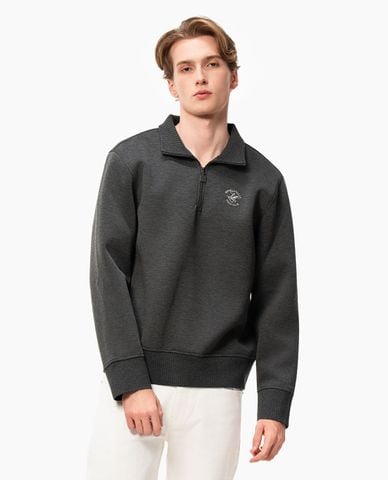 BEVERLY HILLS POLO CLUB - Áo sweatshirt nam cổ bẻ tay dài phối khoá zip 