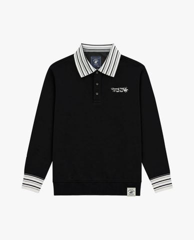  BEVERLY HILLS POLO CLUB - Áo sweatshirt nam cổ bẻ tay dài phối sọc 