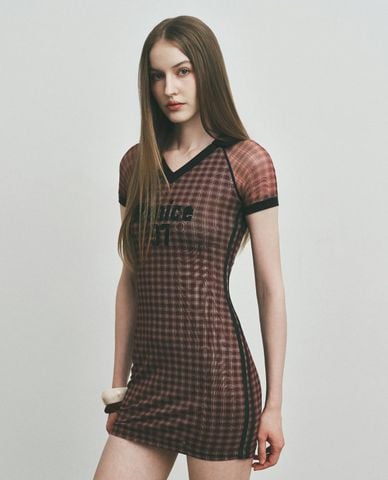  DEZUS - Đầm body mini sọc caro phom ôm Cassian 