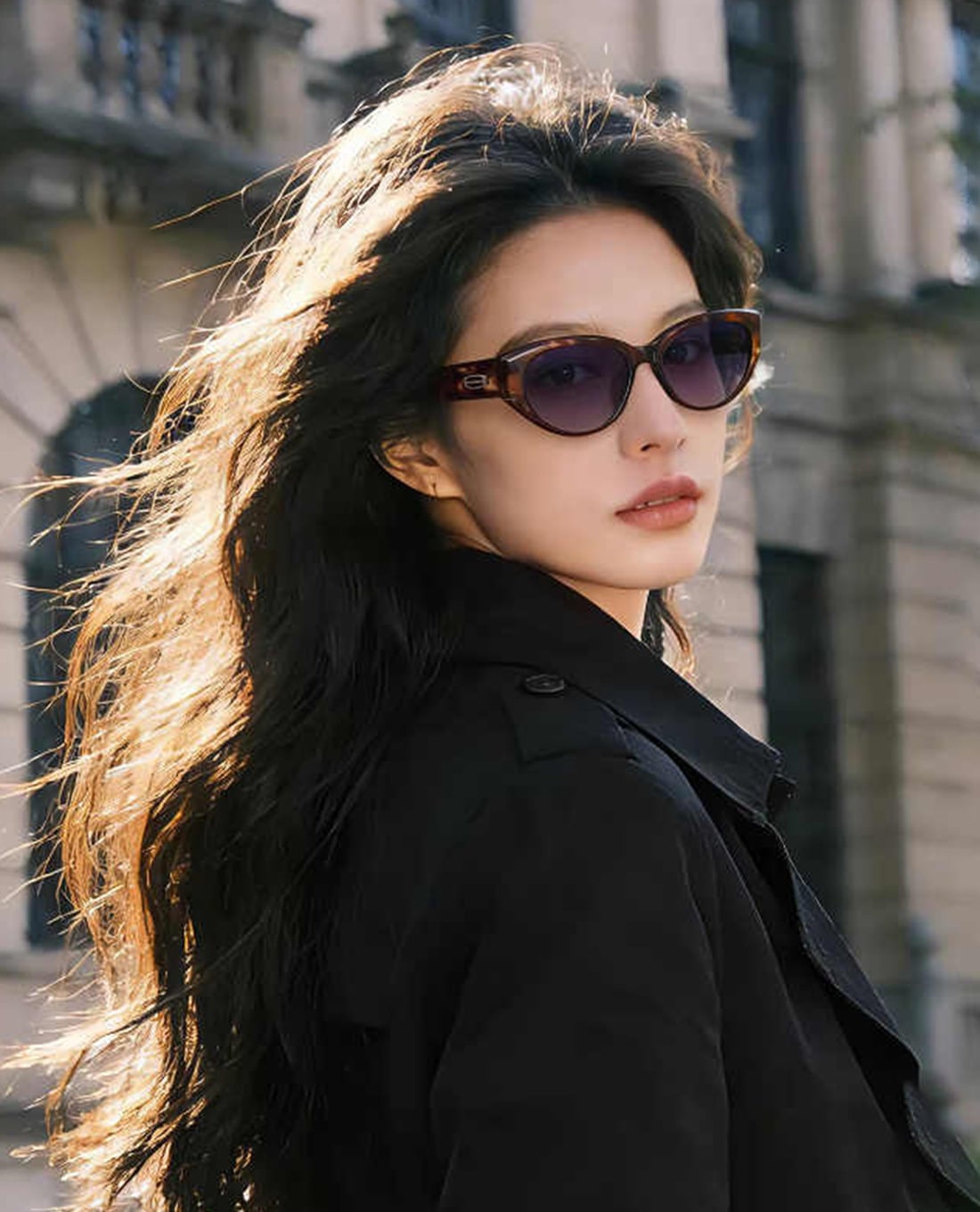 MUJOSH - Kính mát unisex gọng oval bản dày