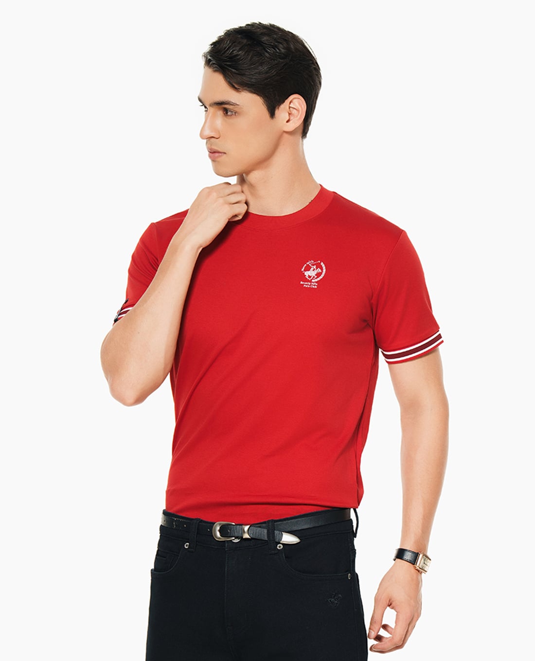 BEVERLY HILLS POLO CLUB - Áo thun nam cổ tròn tay ngắn viền sọc