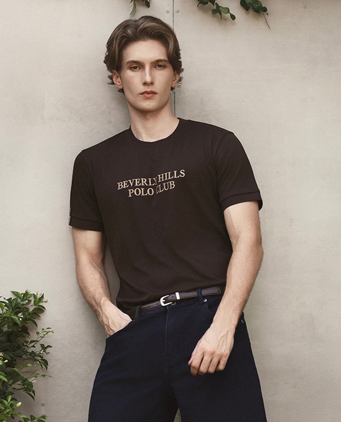 BEVERLY HILLS POLO CLUB - Áo thun nam cổ tròn tay ngắn thêu logo