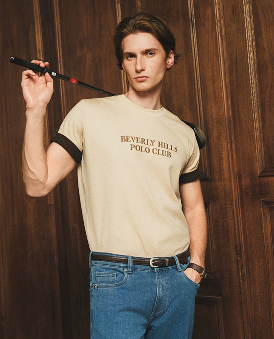 BEVERLY HILLS POLO CLUB - Áo thun nam cổ tròn tay ngắn thêu logo