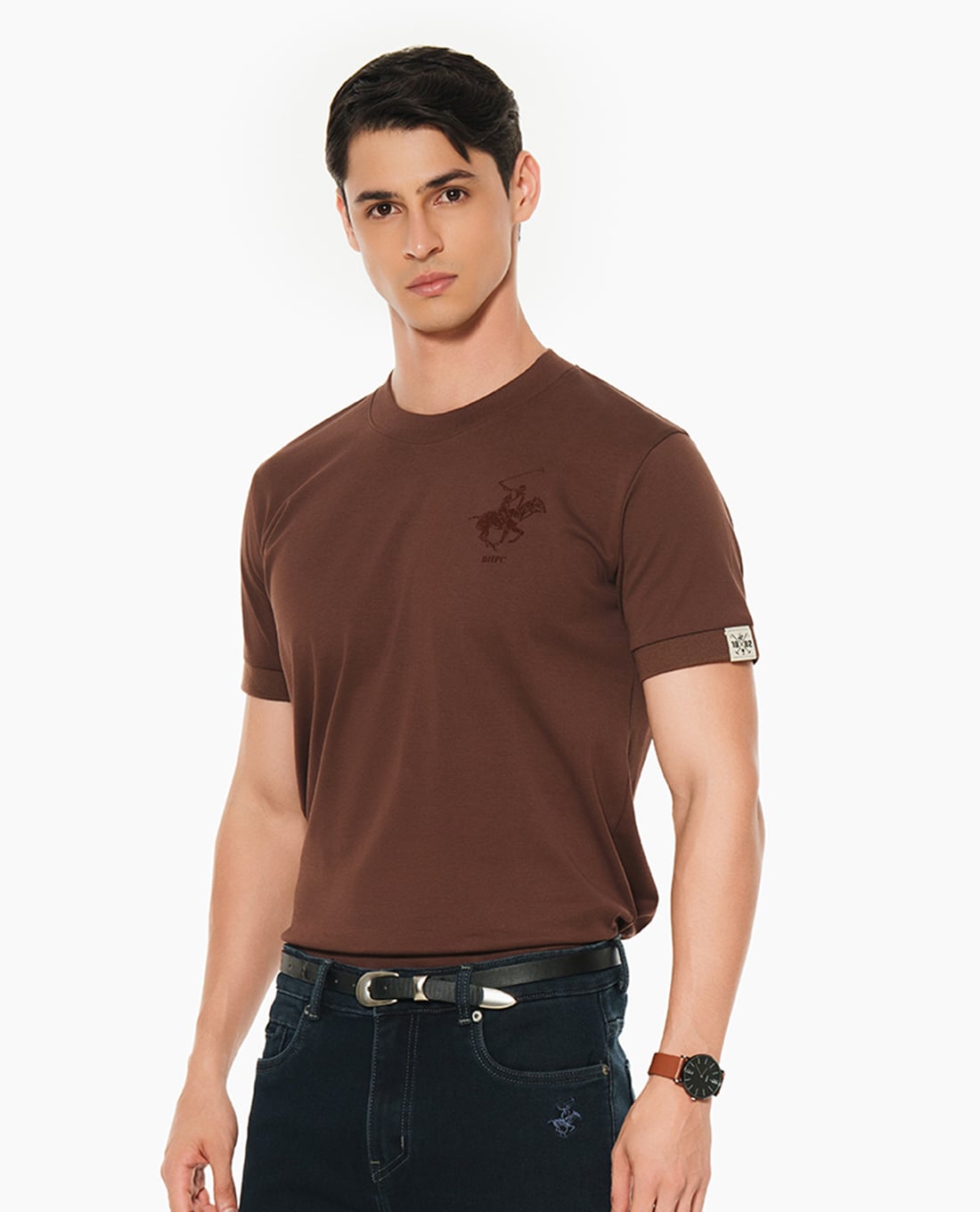 BEVERLY HILLS POLO CLUB - Áo thun nam cổ tròn tay ngắn thêu logo