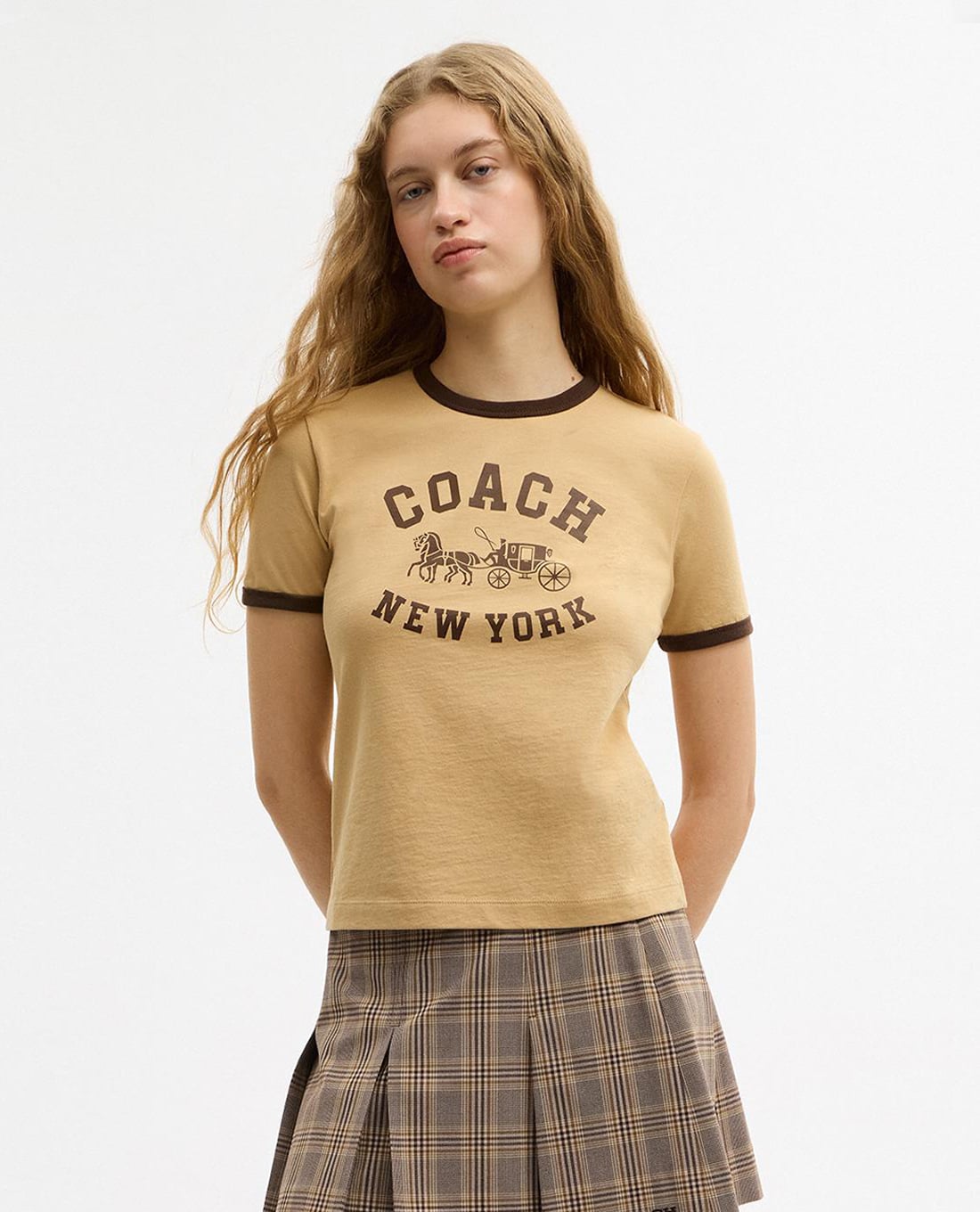 COACH - Áo thun nữ cổ tròn Horse And Carriage Ringer