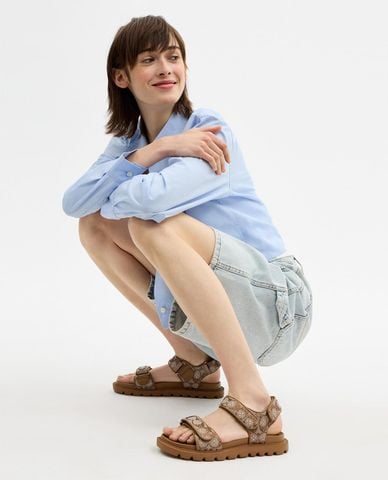  COACH - Giày sandals nữ đế thấp Brynn In Crystal Signature 