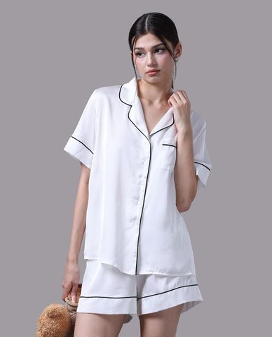  VERA - Bộ pijama nữ ngắn satin trơn 