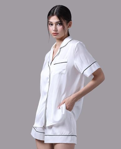  VERA - Bộ pijama nữ ngắn satin trơn 