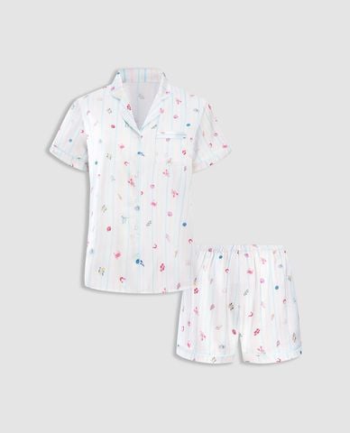  VERA - Bộ pijama ngắn nữ tay ngắn latin in 