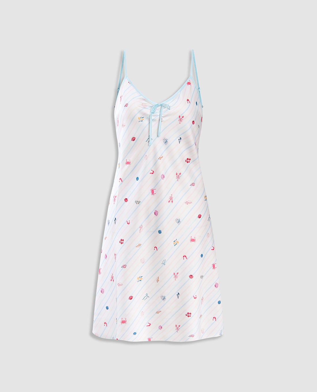 VERA - Đầm ngắn nữ mặc nhà hai dây satin in