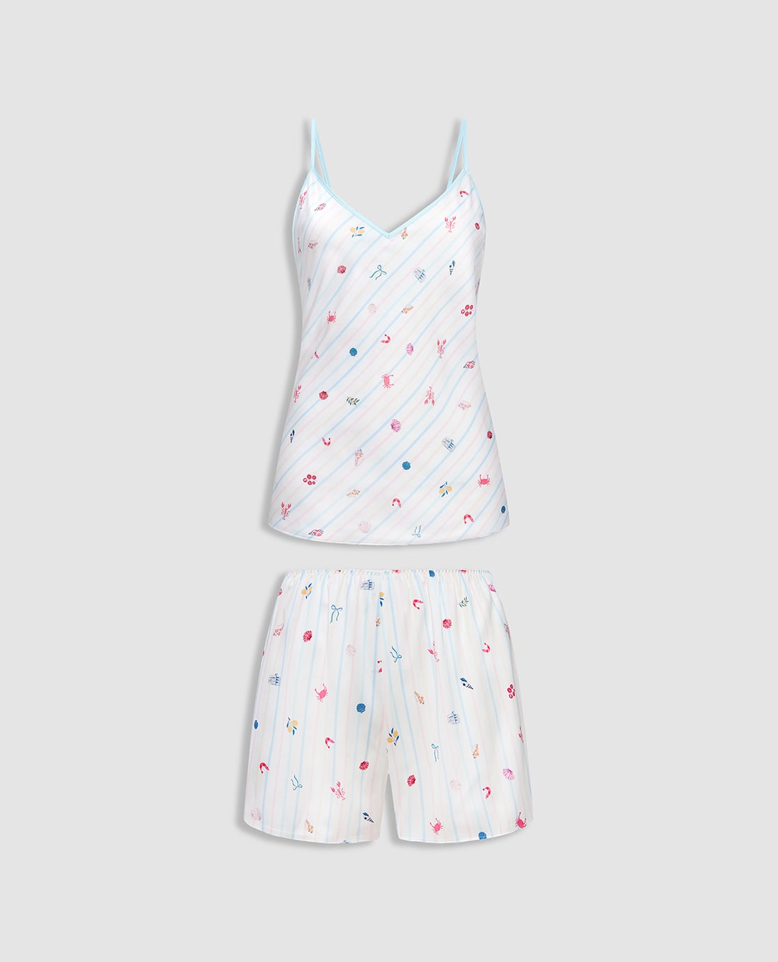 VERA - Bộ quần áo nữ ngắn mặc nhà hai dây latin in