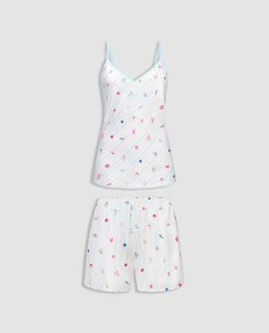  VERA - Bộ quần áo nữ ngắn mặc nhà hai dây latin in 