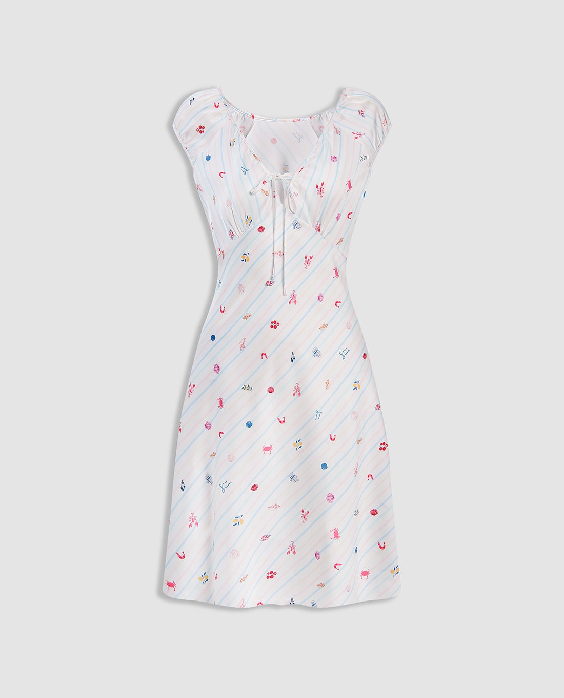 VERA - Đầm ngắn nữ mặc nhà satin in họa tiết