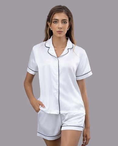  VERA - Bộ pijama ngắn nữ satin trơn tay ngắn 