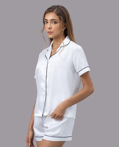  VERA - Bộ pijama ngắn nữ satin trơn tay ngắn 