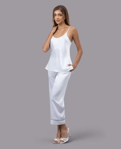  VERA - Bộ quần áo nữ dài mặc nhà satin trơn hai dây 