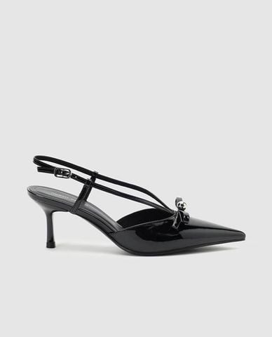  URBAN REVIVO - Giày sandals cao gót nữ bít mũi phối nơ 