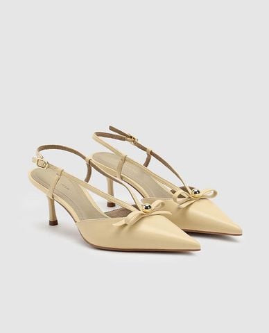  URBAN REVIVO - Giày sandals cao gót nữ bít mũi phối nơ 