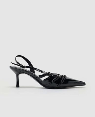  URBAN REVIVO - Giày sandals cao gót nữ mũi nhọn khóa cài 