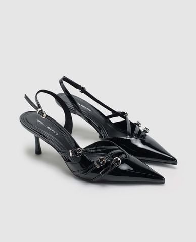  URBAN REVIVO - Giày sandals cao gót nữ mũi nhọn khóa cài 