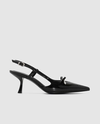  URBAN REVIVO - Giày sandals cao gót nữ mũi nhọn phối nơ 