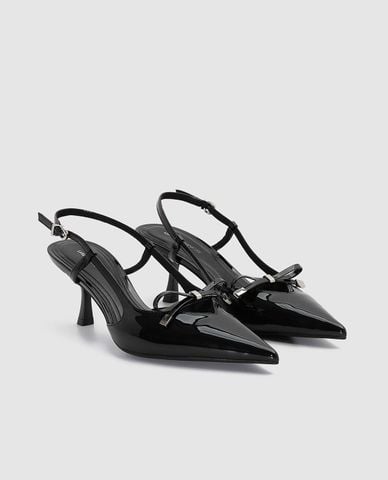  URBAN REVIVO - Giày sandals cao gót nữ mũi nhọn phối nơ 